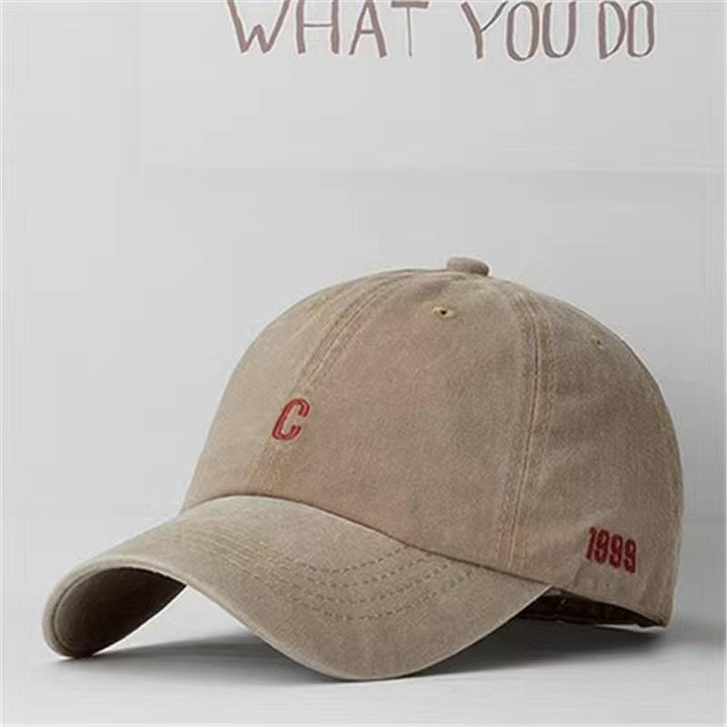 Washed Black Baseball Cap Men Women's Vintage Dad Hat with Embroidery Adjustable Casual Duck Tongue Hat