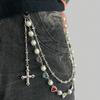 1ks Vintage Elegantní Minimalistický Vícebarevný Křišťál & Umělá Perla Řetízek na Kalhoty, Pánský Punk Hip Hop Cross Body Řetízek, Pro Dekoraci Kalhot