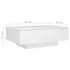 Vidaxl Coffee Table, White, 90X60X31 Cm, Wood-Based Material
