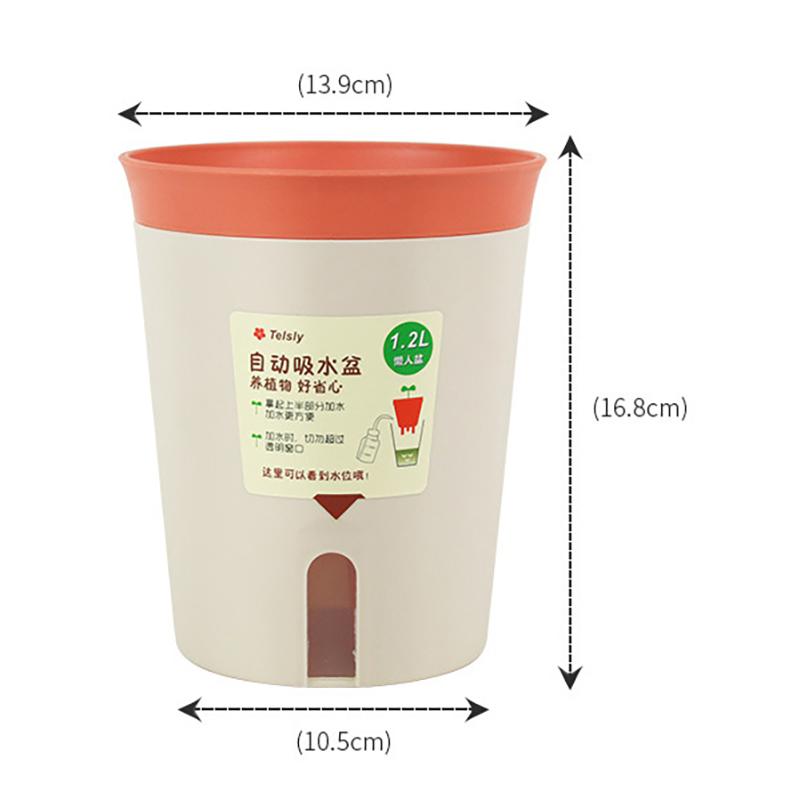 

Двухслойный самополивающийся гидропонный цветочный горшок Пластиковый ленивый автоматический водопоглощающий горшок для растений Горшечные кашпо Офис Дом 13.9*16.8*10.5cm оранжевый