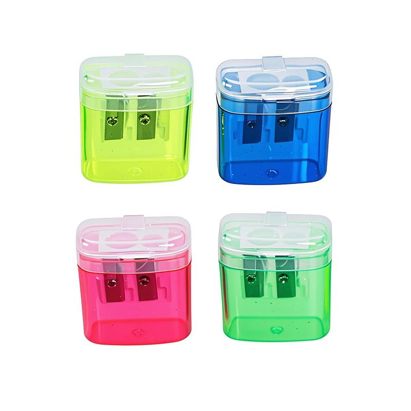 Dual Hole Pencil Sharpener With Geometric Design For Students And Office Use
