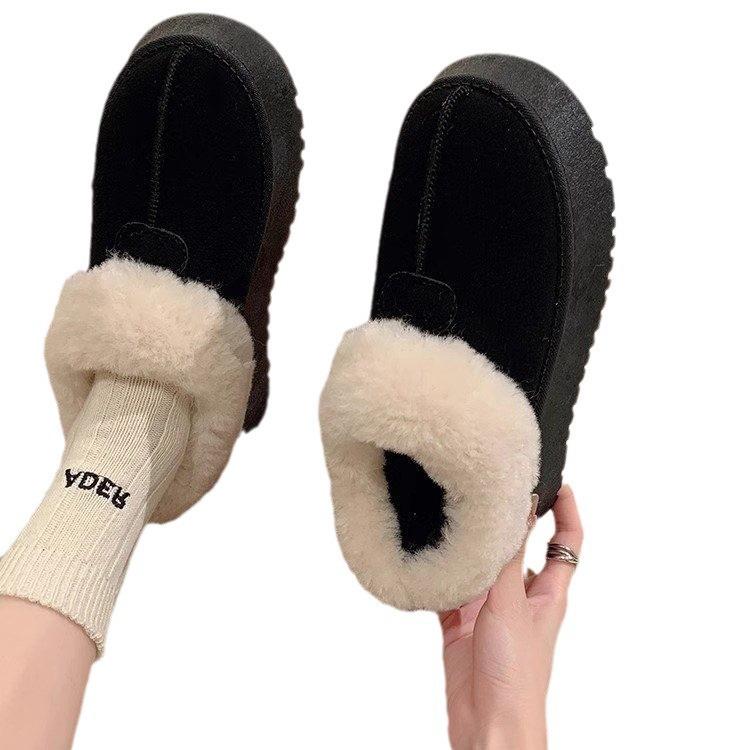 Snow boots women's 2025 new winter velvet thickened short tube non-slip warm cotton shoes platform casual cotton boots women