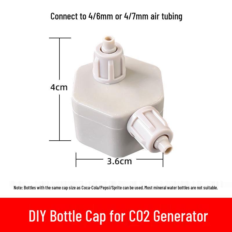 DIY CO2 Reactor Bottle Cap with Sealing Ring, Double-Head, Thickened for Experiments