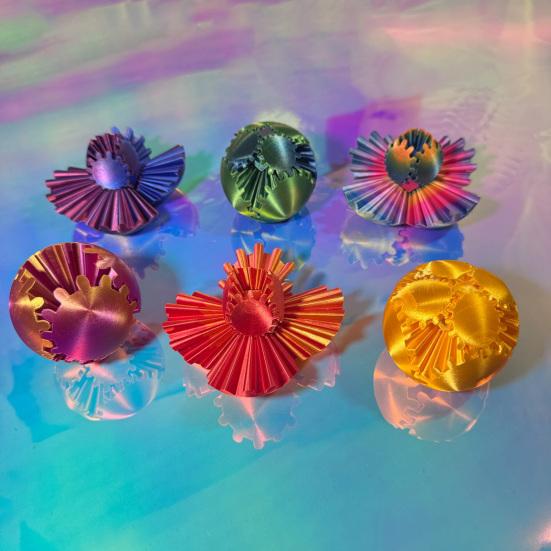Rotating Gear Ball 3D Printed Decompression with Linked Gear Structure Stress Relief Toys Bright Colors Stress Gearsphere Fidget Toy