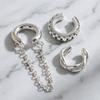 3Pcs/Set Ear Clips Sparkling Rhinestones Design Chain Decor Twist Ear Buckles Non-Pierced Ear Bone Clips Versatile Style Ear Jewelry