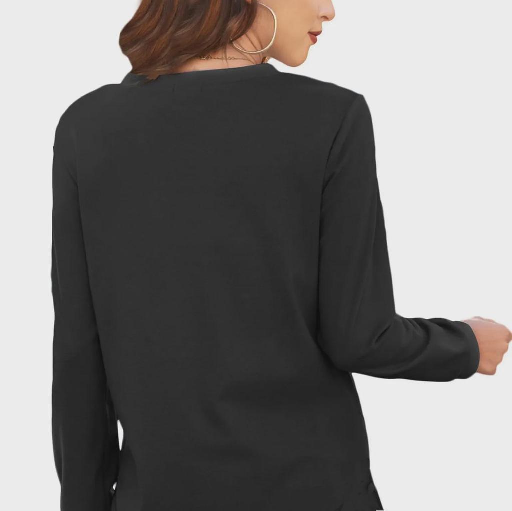 New 2023 Autumn/Winter European & American Women's Solid Color Round Neck Long Sleeve T-shirt