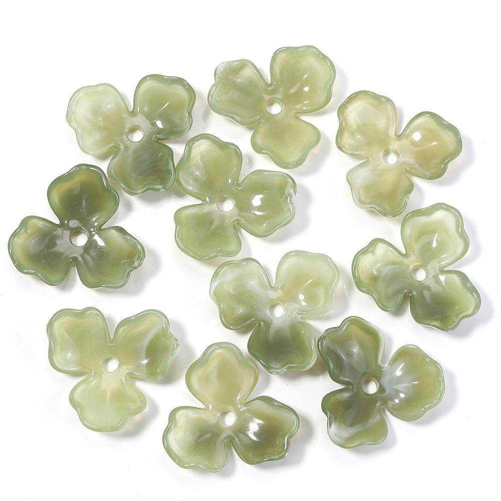 10pcs/lot Colorful Flower Acrylic Spacer Beads Three Petal Flower Loose Bead Caps For DIY Charms Earrings Necklace Accessories