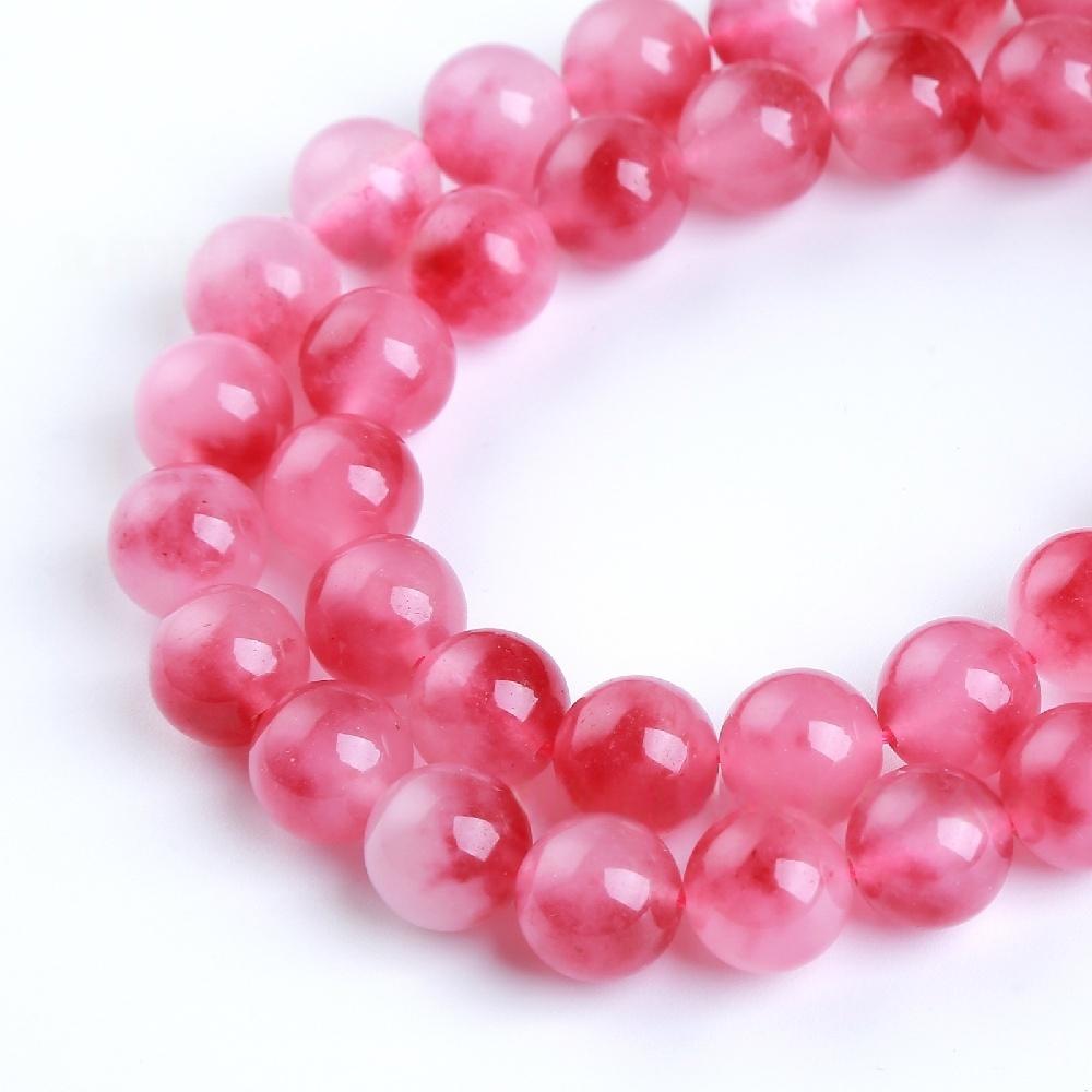 Rose Red Chalcedony Floating Jades Natural Stone 15" Smooth Loose Spacer Beads 4/6/8/10/12mm for Jewelry Making DIY Bracelets Charms Accessories