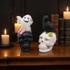 Artistic Home Ornament Gothic Halloween Skull Figurine, Spooky Ghost/Raven On Statue, Atmosphere Props Resin Tabletop for Desk, Mantel, Shelf