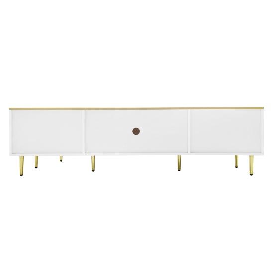 TV Cabinet with LED Light 4 Drawers Spacious Countertop High-Gloss Television Stand Painting Mid Century Modern Living Room Furniture Console