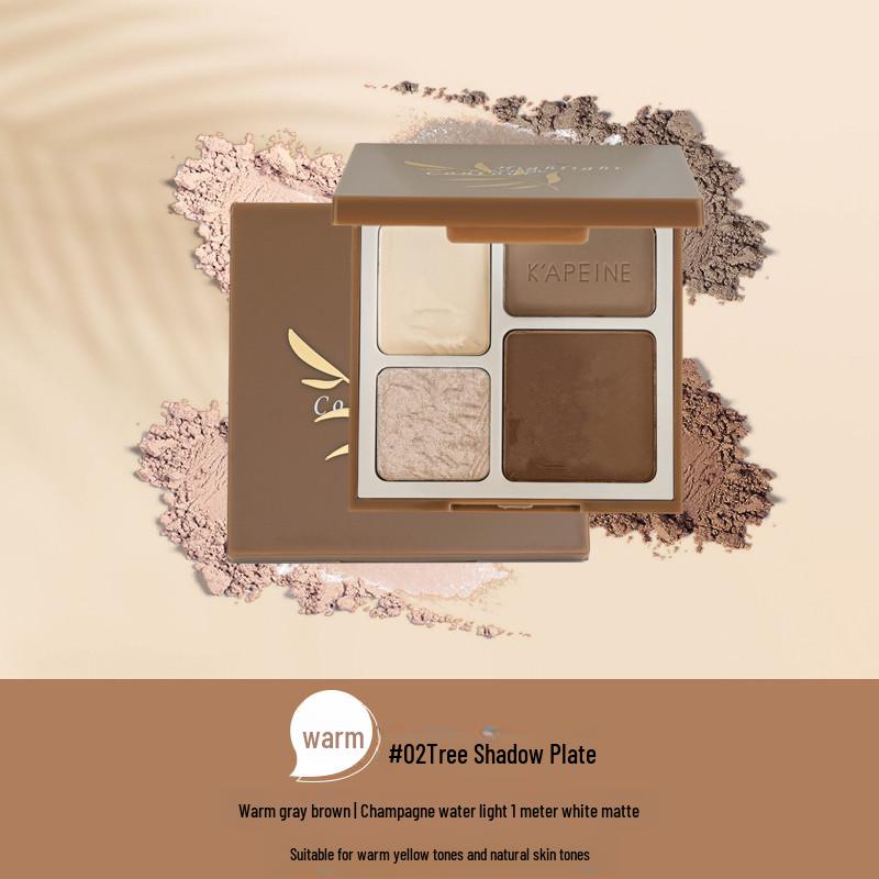 Four-Color Contour & Highlight Palette: Pearlescent Matte, Brightening Glitter, Natural 3D Finish.