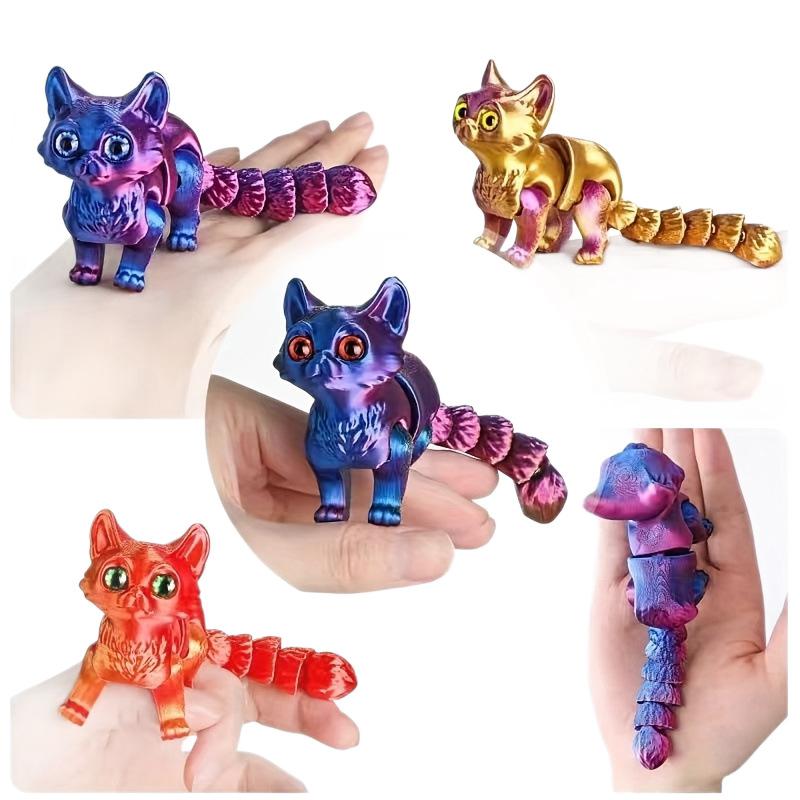 12Cm Articulated 3D Printed Cat Cute Animals Fidget Toys Decor For Stress Relief Desktop Decoration Pet Christmas Gift