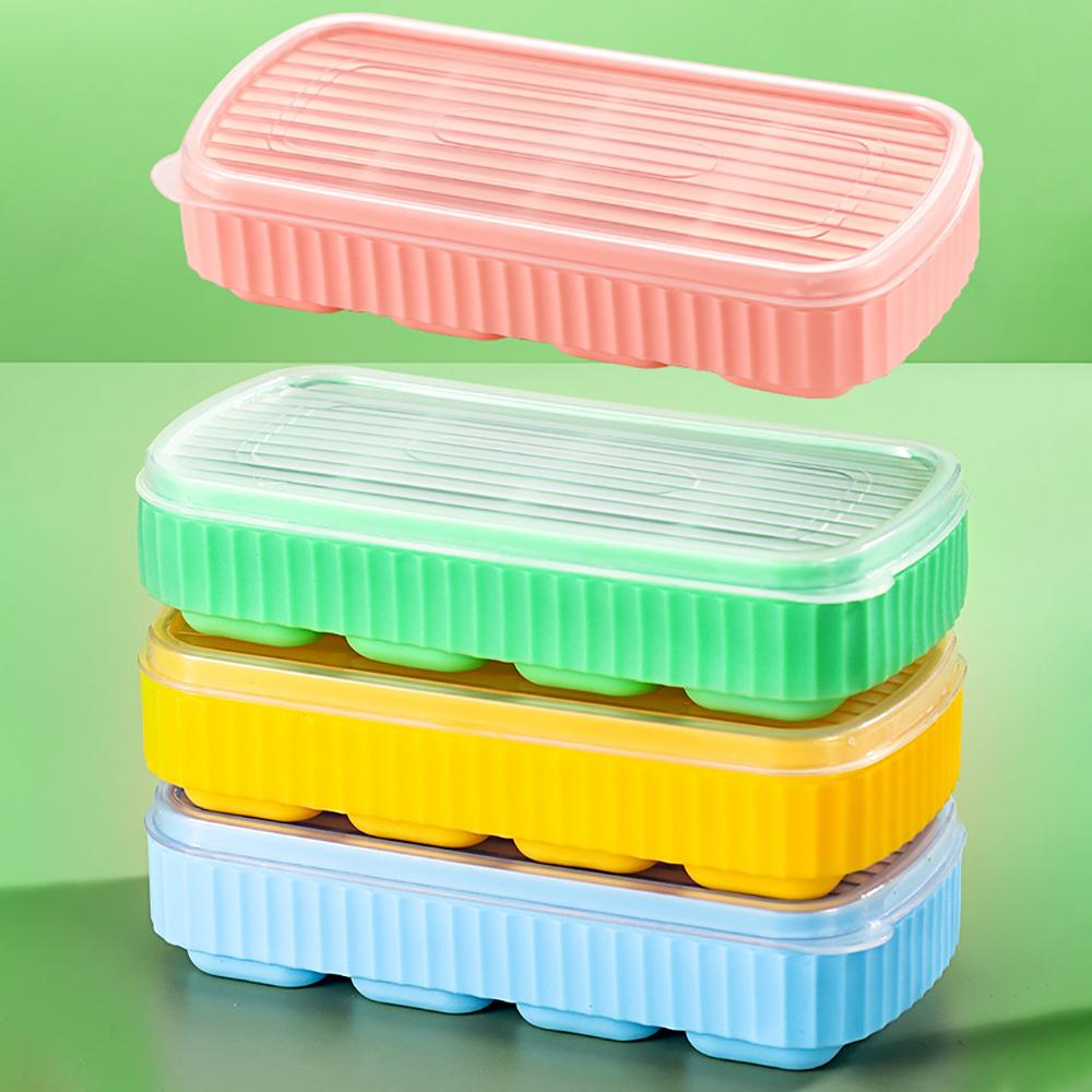 Blå 8 Fack Isblocksform Livsmedelsgodkänd Silikon Mjuk Botten Isblocksform Hushåll Återanvändbar Fyrkantig Isblocksform