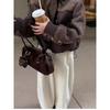Fashion Woolen Spliced Down Padded Jacket Women's Winter Short Coat Loose Parkas Thicken Warm Stand-collar Outerwear
