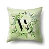 Polyester Pillowcase Car Decoration Small Fresh Green Leaves 26 English Letter Printing Pillow Cushion Cover