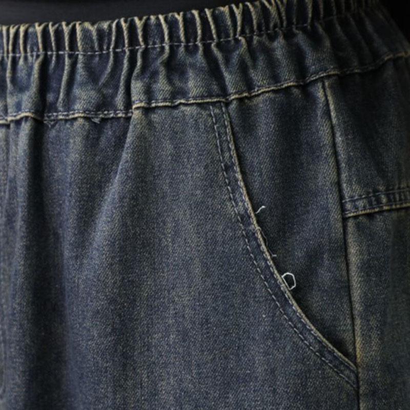 Pantaloni Harem Casual cu Croială Largă pentru Femei Primăvară Vară Stil Vintage Broderie Pantaloni Jeans Femei Talie Înaltă Largi cu Buzunare Pantaloni Denim