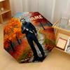 Custom Text Automatic 8 Bone Umbrella, Portable Sun Rain Protection UmbrellaHalloween Michael Myers