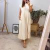 Dress Women's Fashionable Round Neck Sleeveless Pleated Long Dress