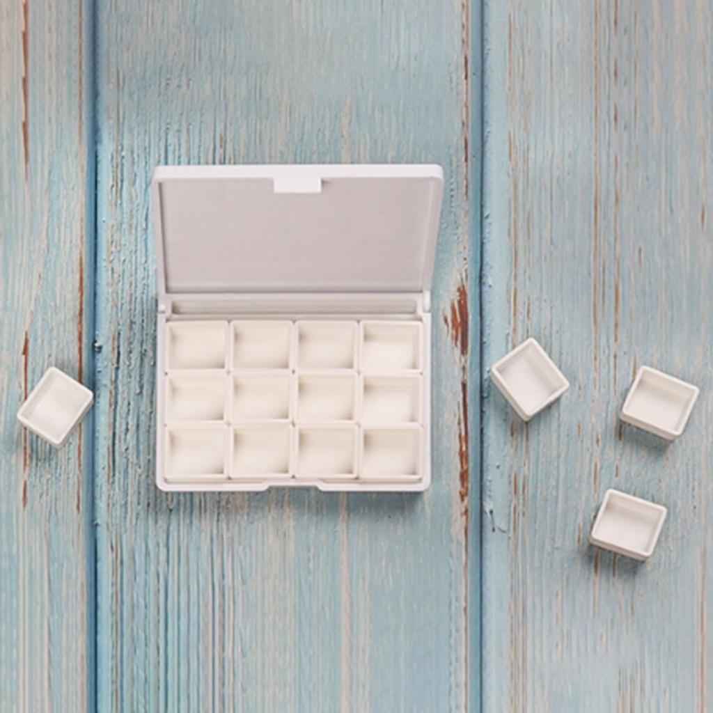 Paletă Acuarelă 12 Găuri Cutie pentru Vopsea cu Capac Etanș la Praf Tăviță Portabilă pentru Amestec Acuarelă pentru Artist Student