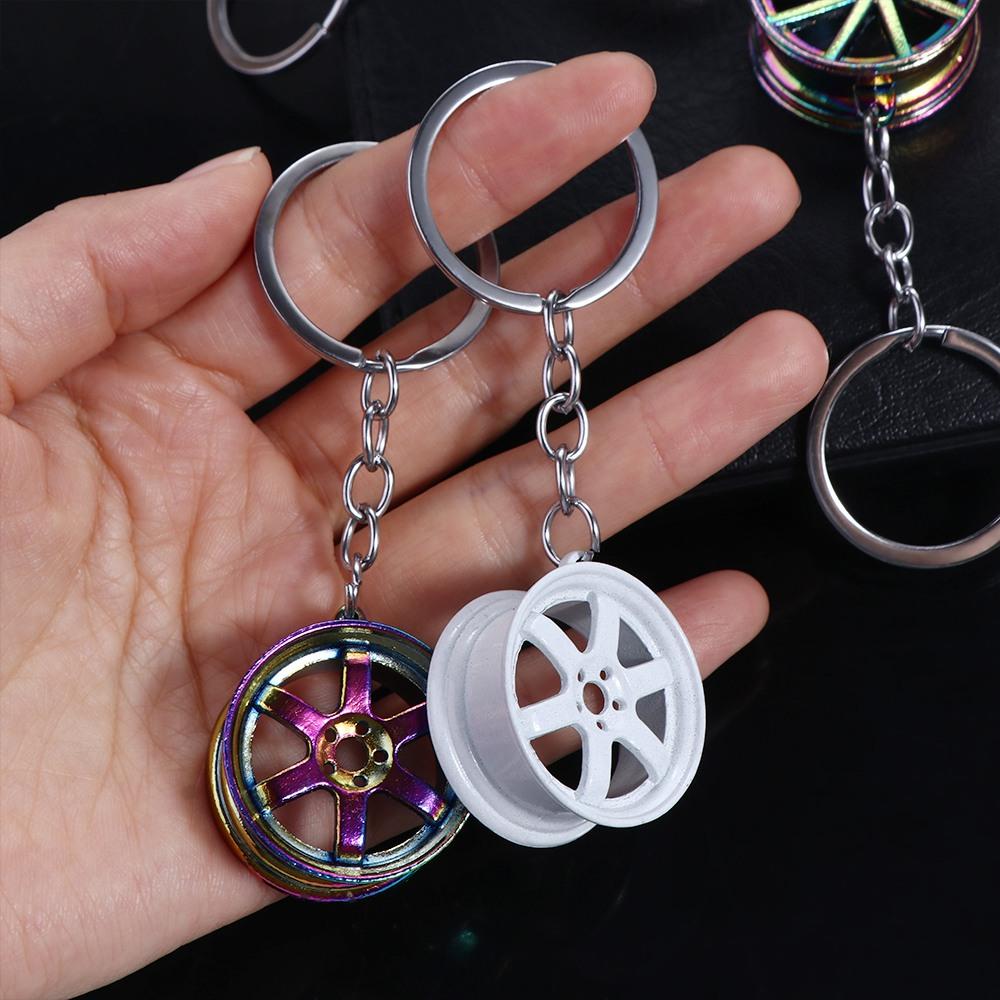 Zinc Zinc Alloy Tire Rim Key Holder Wheel Hub Car Wheel Keychain Creative   Key Buckle