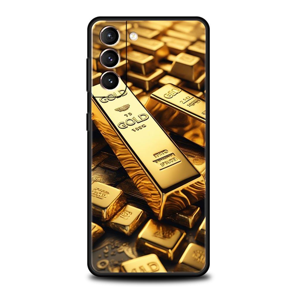 Goldenes Geldmuster Handyhülle Für Samsung Galaxy S25 Edge S24 S23 S22 S21 Ultra S20 FE 5G S10 S10E S9 Plus Weiche TPU-Abdeckung