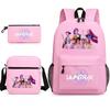 Large Capacity Schoolbag with Shoulder Strap; Student Three-piece Pencil Case Set