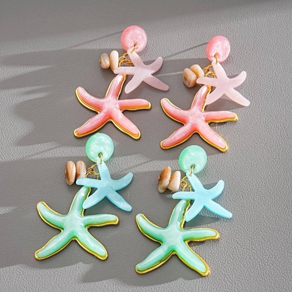 Candy Color Ocean Starfish Stud Earrings Shell Starfish Ear Pendant  Summer Beach