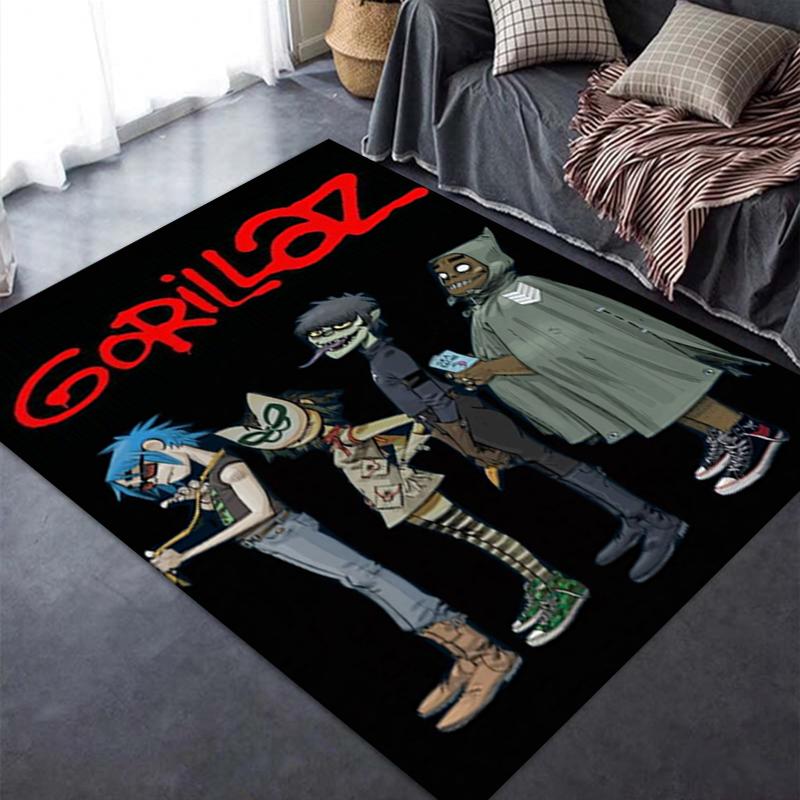 Gorillaz Teppich für Wohnzimmer Schlafzimmer Zuhause Sofadekoration, Kinder Spiel rutschfeste Bodenmatte