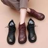 Fashion Winter Women Leather Ankle Boots Female Non-slip Warm Snow Boots Mother Waterproof Flat Heels Booties Free Shipping