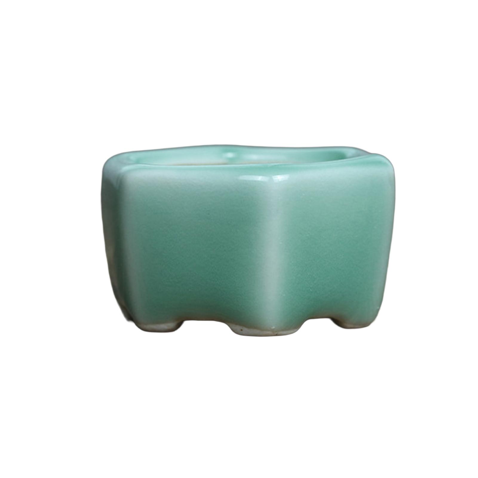 Mini Ceramic Planter Pot Small Clay Ceramic Handcrafted Small Flower Pot with Drain Hole for Home Decor A_10 зелёный