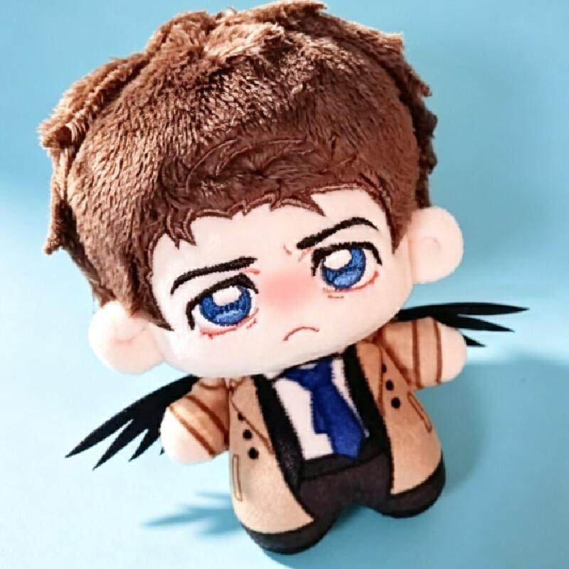 Supernatural Castiel 10cm Cotton Doll Nunu Printed Plush Stuffed Toy Fanart Chibi Angel Keychain Collectible Gift for Fans