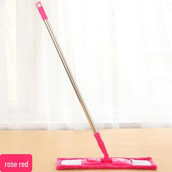 Plochý mop z nerezové oceli s dvojitým použitím a žinylkovou hlavicí pro mokré i suché čištění