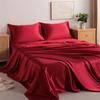 Satin Sheet and Pillowcase Set Smooth Bed Sheet Sets for Summer Satin Silk Flat Sheet With Pillowcase Includes Flat Sheet