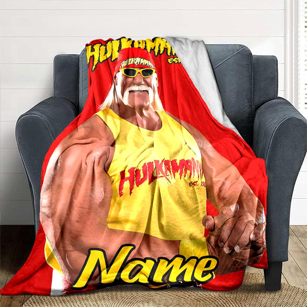 Customiz Name Personality Hulk Hogan Blanket Soft &Warm Sofa Office Bed Travel Lunch Break Blanket, Gift Suitable All Seasons