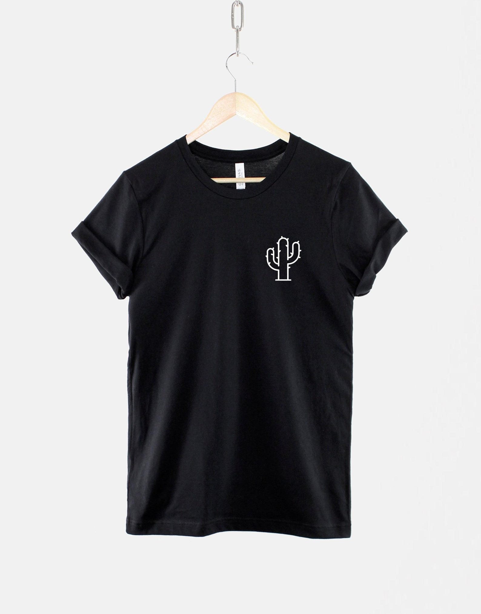 Cactus Pocket Shirt, Succulent Plant T Shirt, Minimalist Botanical Graphic Tee, Gift for Plant Lover 4XL
