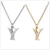 Women Clear Zircon 26 Letters Pendant Necklace Stainless Steel Gold A-Z Alphabet Choker Initial Necklaces Jewelry