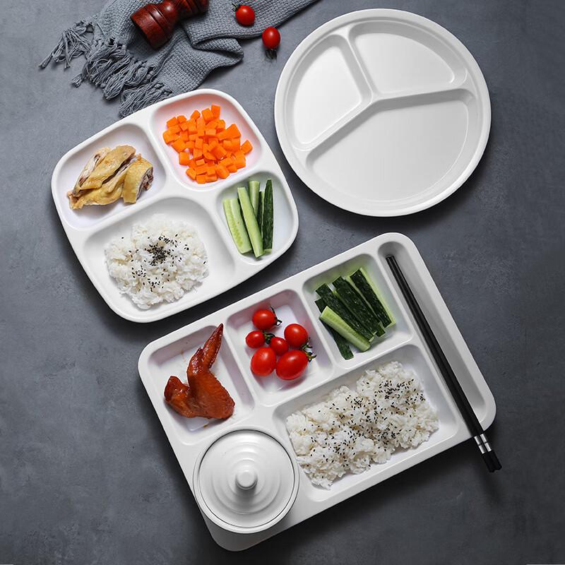 Lijia White Melamine Compartmented Canteen Plates