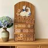 Calendario Perpetuo Vintage in Legno Fatto a Mano Calendario Riutilizzabile da Parete con Blocchi Intercambiabili Design Rustico Colibrì Floreale Decorazione per la Casa