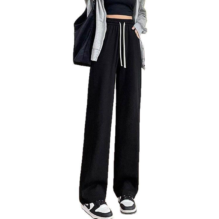 Women's High Waist 145cm Loose Wide-Leg Spring/Autumn Pants for Petite