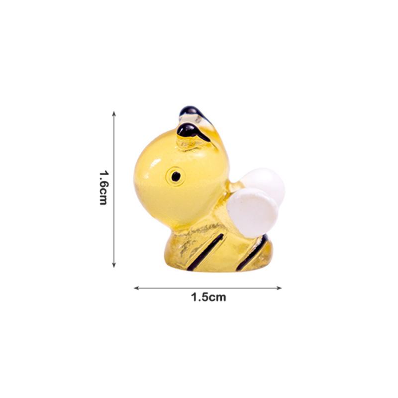 6Pcs Cartoon Luminous Bee Figures Lovely Resin Miniature Bee Figurines Decoration Ornaments Home Decoration Accessories