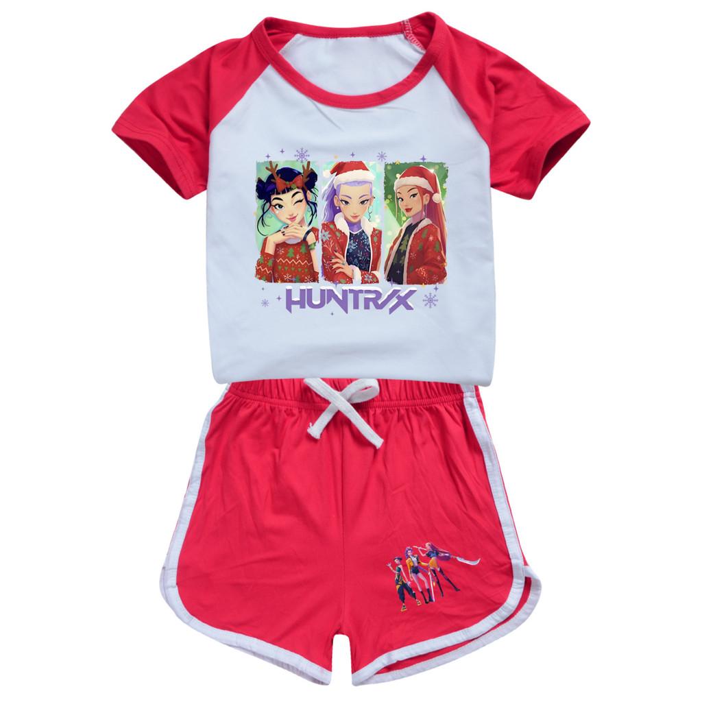 5093 Kids Girls Christmas POP Rumi Zoey Mira Print T-shirt Shorts Sport Tracksuit Clothes Set