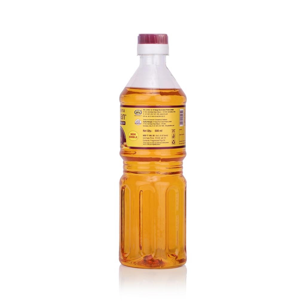 Cycle Pure Sampoorna Dhyan Chandanam Puja Oil | Oil for Puja, Festivals, Havan | Blend of 5 Puja Oils | Daily Puja Items | Pack of 1 (500 ml)