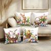 4pcs Easter Flower Pillow Cover Set, Holiday Decoration Sofa Cushion Cover, Sofa Home Decoration, Room Decoration, Office Decoration