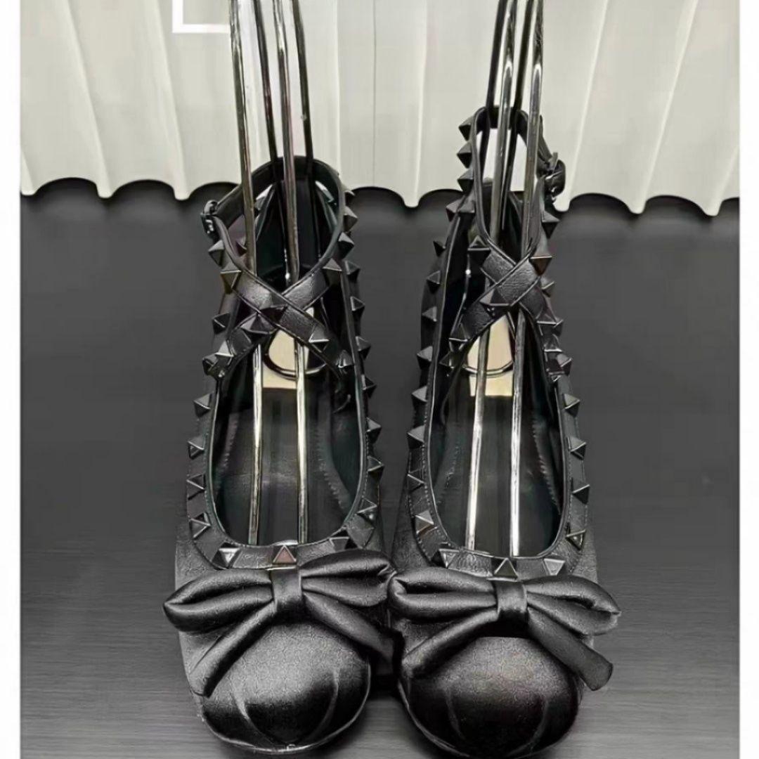 

Балетки Fairy Cross Buckle для девочек, лето и осень 2025 г., новые туфли с заклепками и плоским дном из легкого атласа 35 чёрный