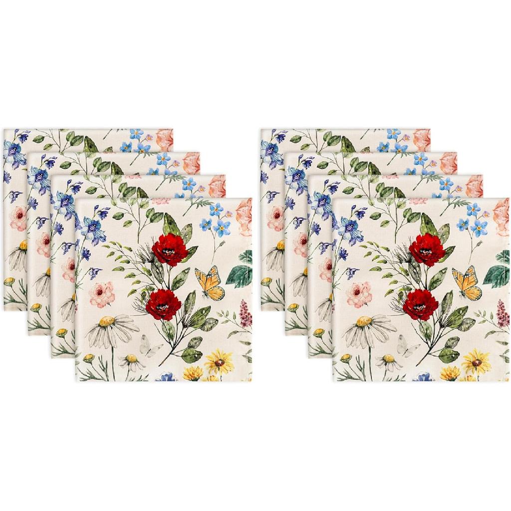 Wildfloral Cloth Napkin Vintage Wildflower Dinner Napkin Reble Kitchen Table Top Collection for Farmhouse Party Dining Table Decor, Set of 4, 18 x 18