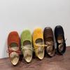 Französisches Wildleder Flache Einzelne Damen Schuhe für Frühling und Sommer Sanfte Mary Jane Ballett Abendschuhe