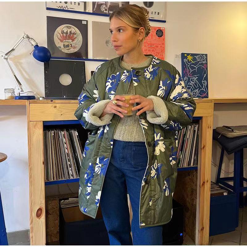 Autumn/Winter 2023 Contrast Collar Printed Cotton Jacket