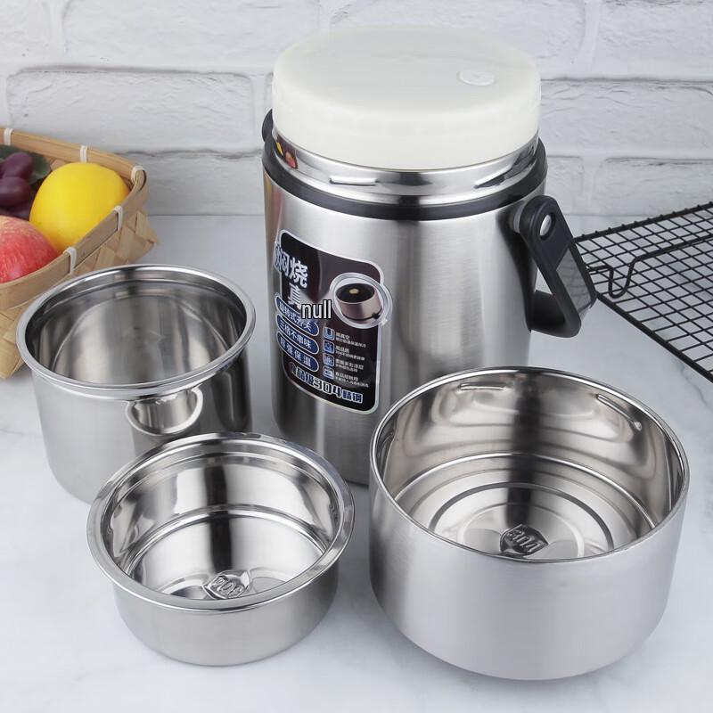 HOCUF 3-lagige Vakuum-Isolier-Lunchbox aus 304 Edelstahl mit Bestecktasche