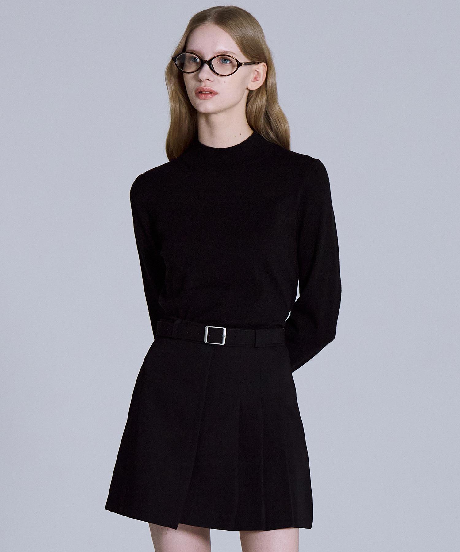 Basic House Women S High-Neck Long-Sleeve Sweater Black Lykt7202 Bk/085