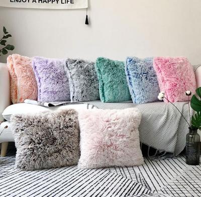 Housse de coussin en peluche Double face en fourrure douce de 18 pouces, taie d'oreiller, décoration de maison, canapé